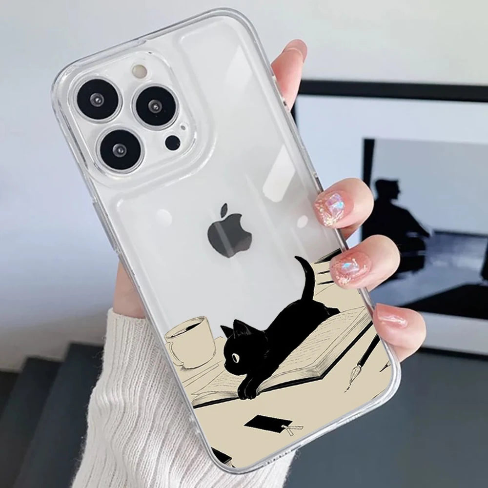 Cartoon Black Cat iPhone Case