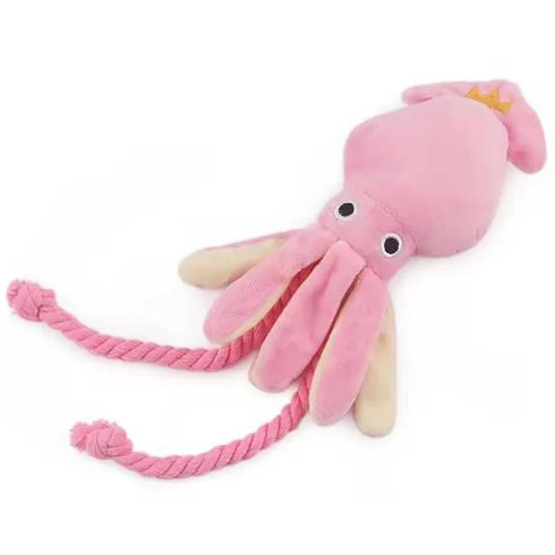 Pink Plush Squid Dog Toy