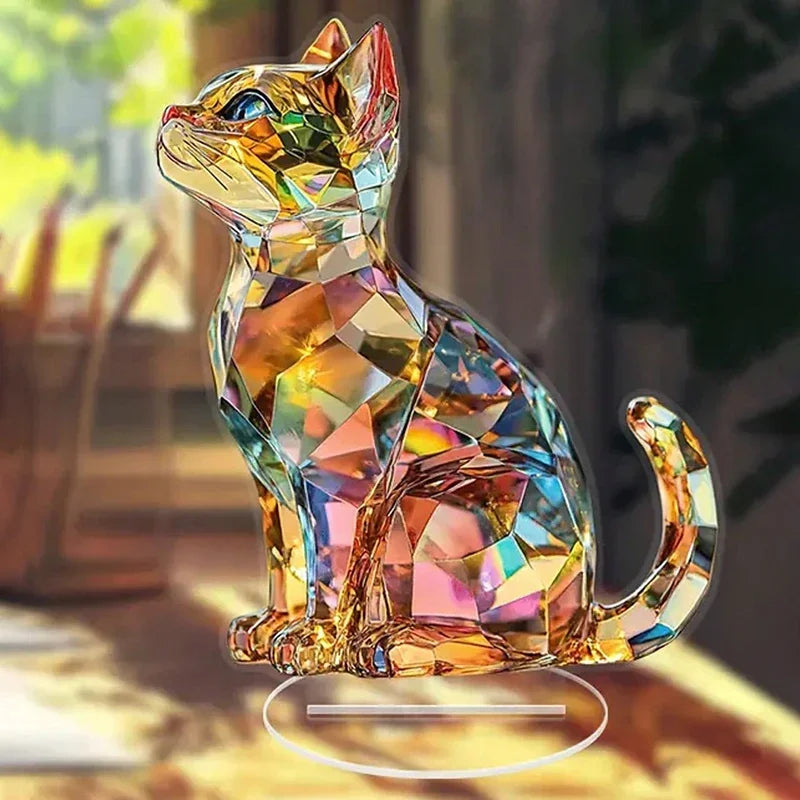 Cat Crystal Statue Table Decoration