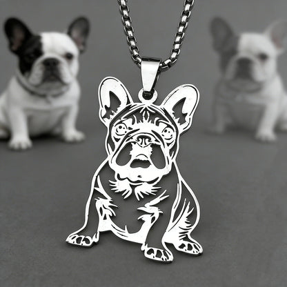 Vòng cổ mặt dây chuyền Bulldog Pháp đang ngồi