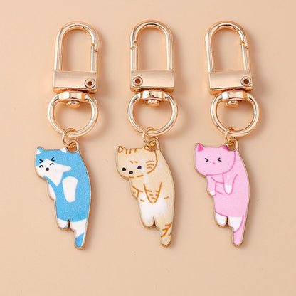 Porte-clés chat en émail mignon