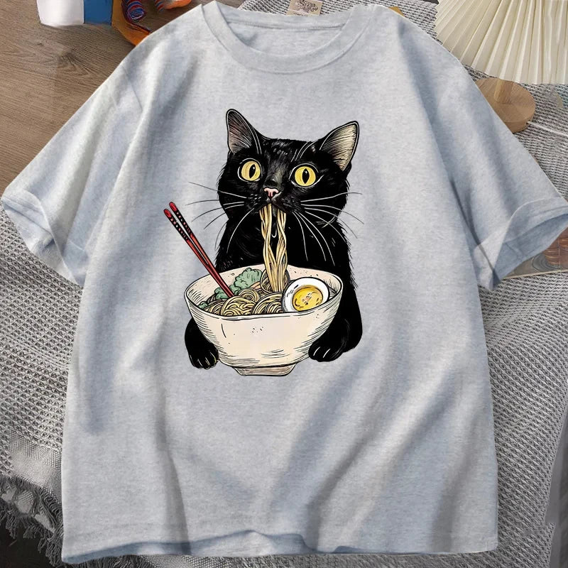 T-shirt Chat Nourriture Ramen