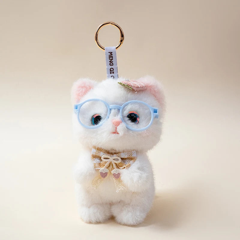 Cat Plush with Glasses and Bow Details