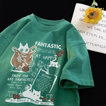 T-shirt sur le thème du chat heureux