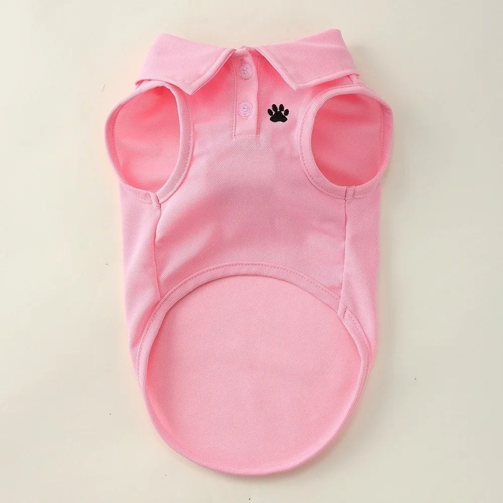 Sleeveless Dog Polo Shirt with Paw Detail