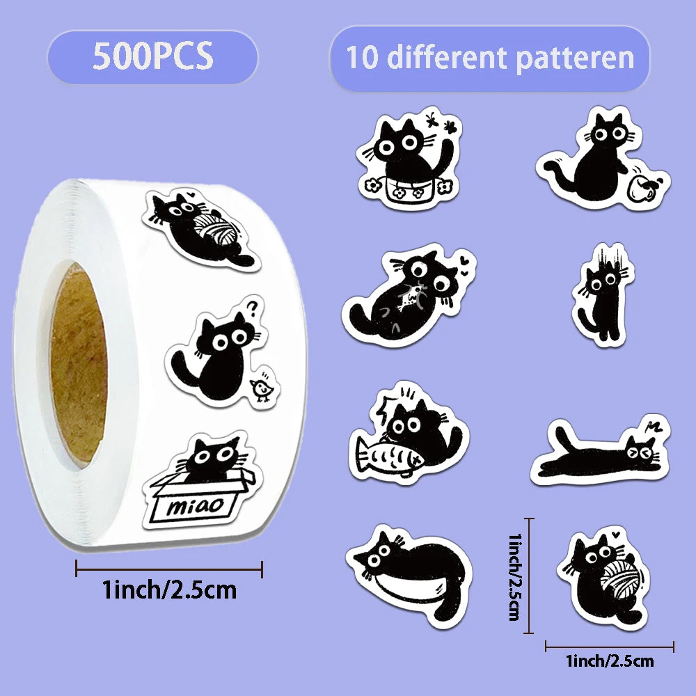 Black Cat Sticker Roll