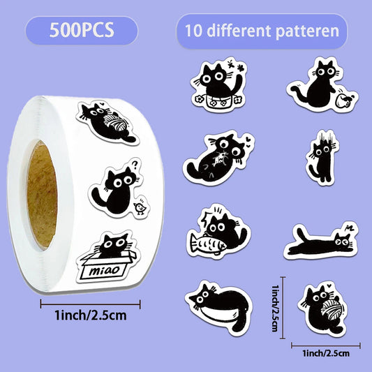 Black Cat Sticker Roll