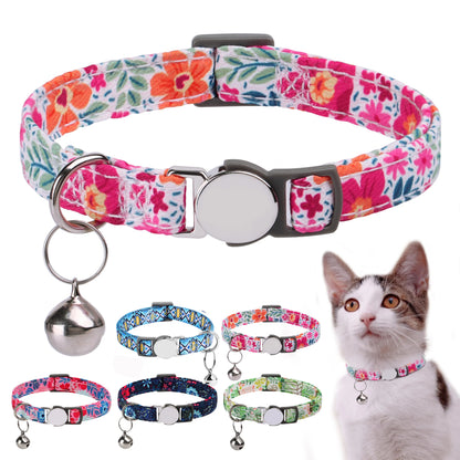 Floral Cat Collar with Bell
