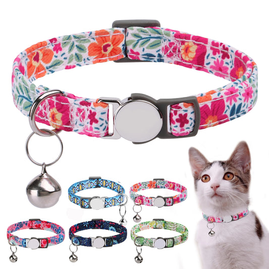 Floral Cat Collar with Bell