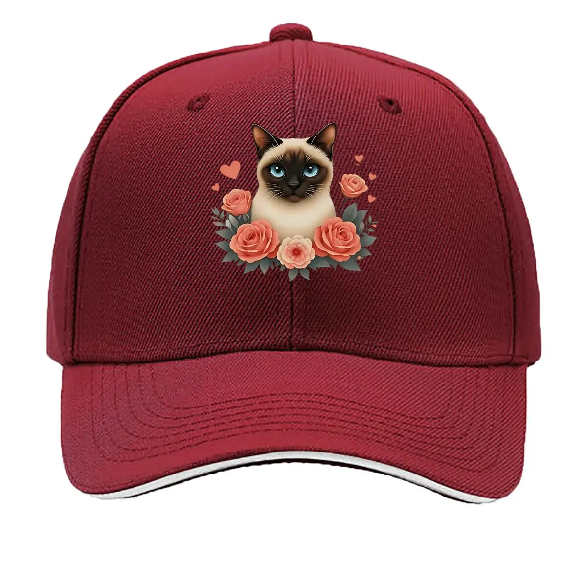 Gatto siamese con cappuccio di rose