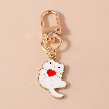 Porte-clés chat en émail mignon