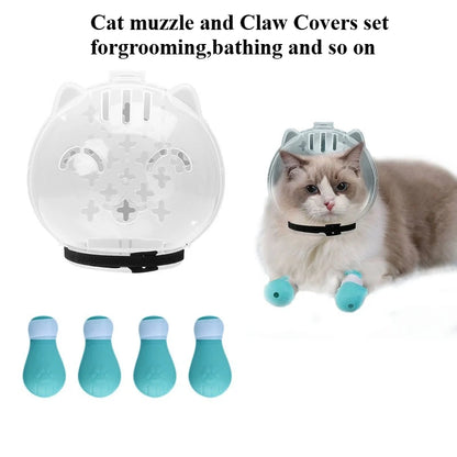 Cat Grooming Hood & Paw Protection Set