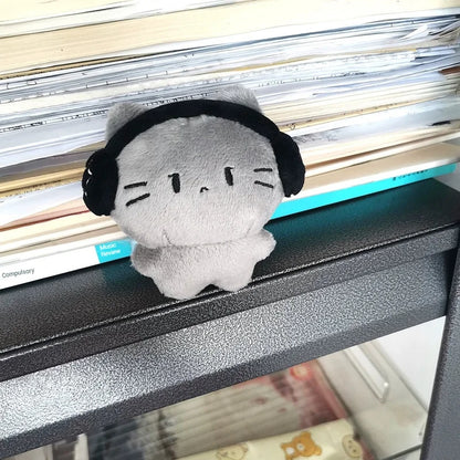 Pendentif en peluche chat casque mignon