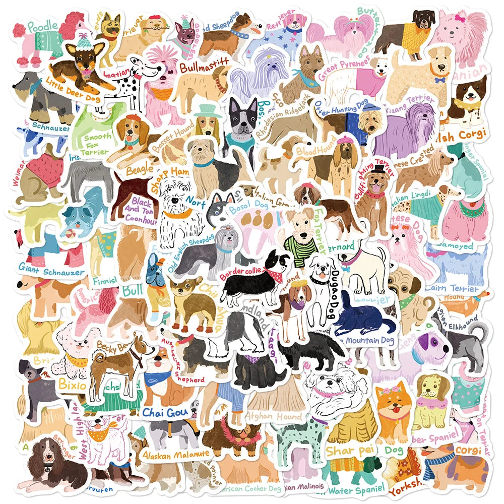 Adorable Cartoon Dog Stickers Pack