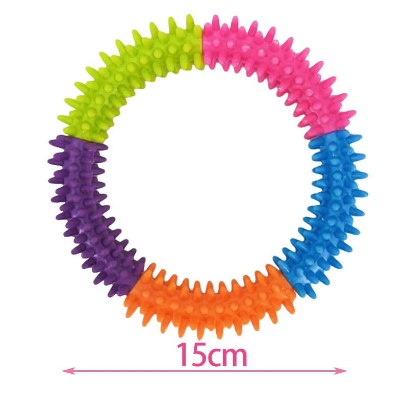 Tri-Color TPR Thorn Ring Dog Toy