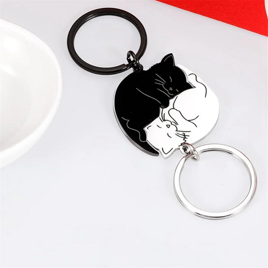 Porte-clés chat couple mignon