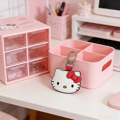 Porte-clés en cuir de dessin animé Hello Kitty