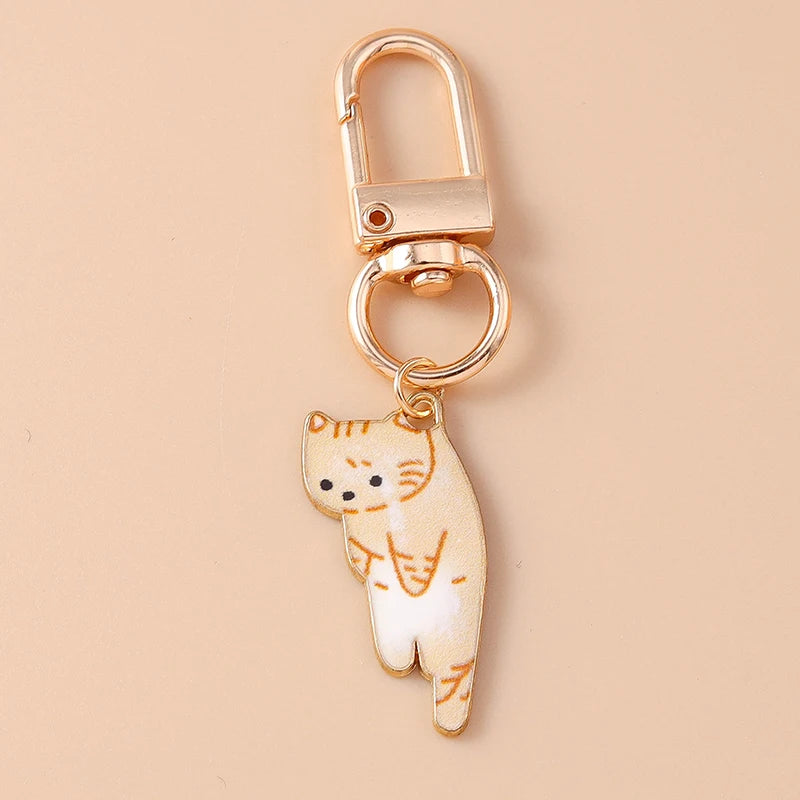 Porte-clés chat en émail mignon