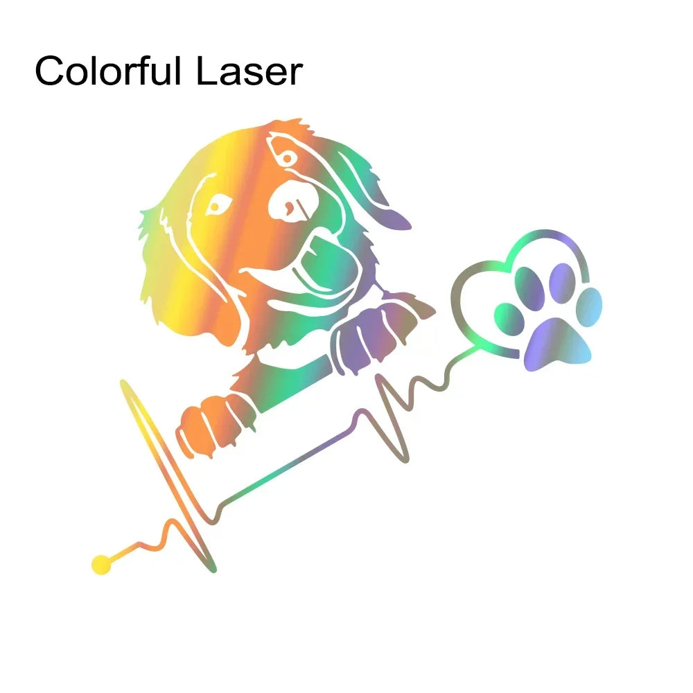 Peeking Dog Heartbeat Car Decal