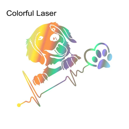 Peeking Dog Heartbeat Car Decal
