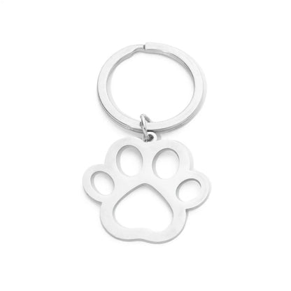 Llavero de pata de perro de acero inoxidable
