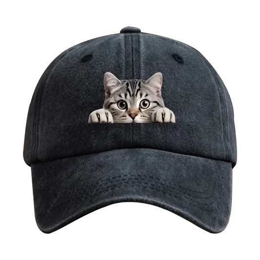 Denim Baseball Cap Cat