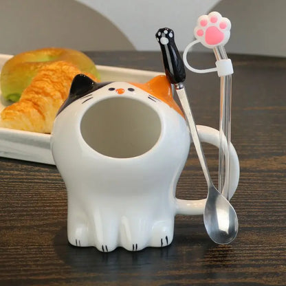 Décor en céramique de chat à grande bouche