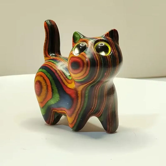 Rainbow Swirl Cat Figurine