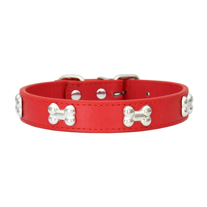 Colorful Dog Collar with Bone Studs
