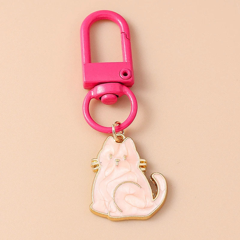 Porte-clés chat en émail mignon