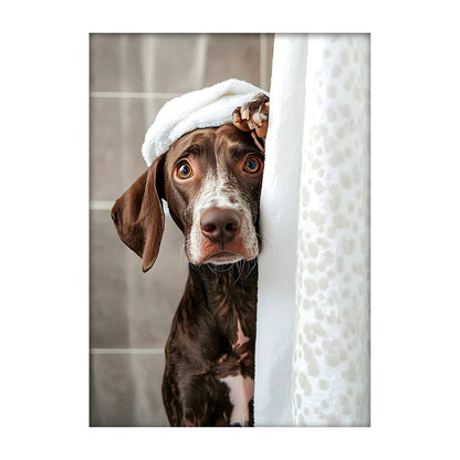 Art mural mignon de serviette de chiens de douche