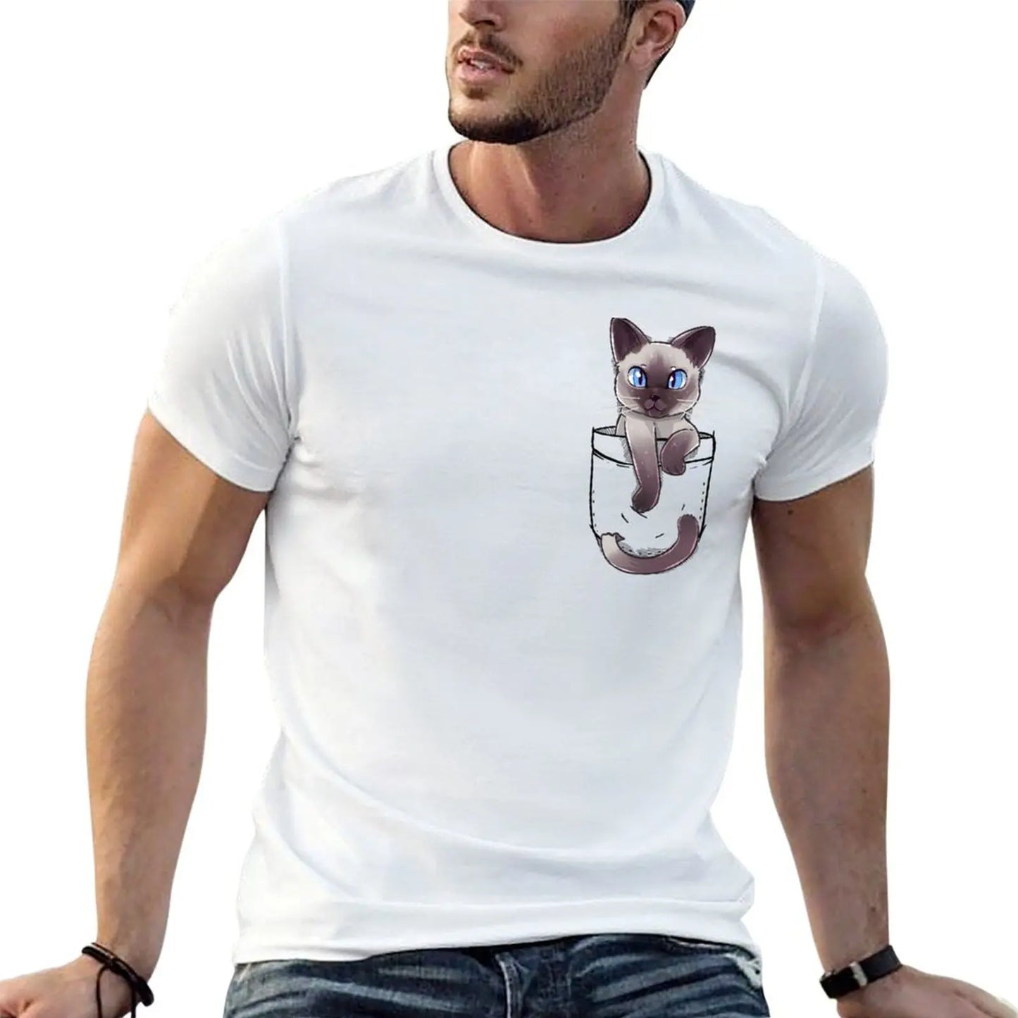Pocket Cute Siamese Cat T-Shirt