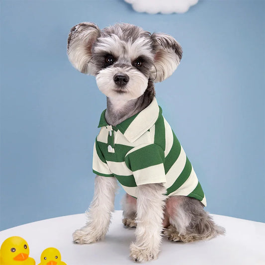 Striped Dog Polo Shirt with Short Sleeves