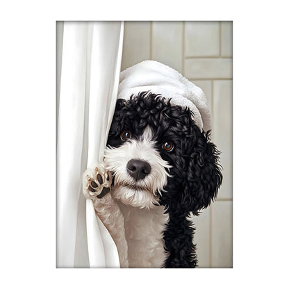 Art mural mignon de serviette de chiens de douche