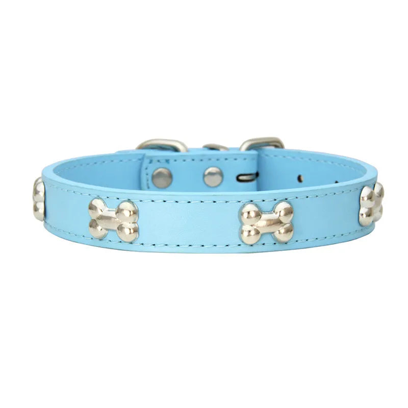 Colorful Dog Collar with Bone Studs