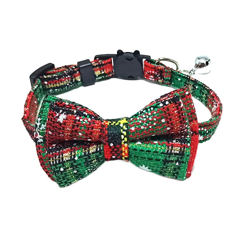 Cute Plaid Pet Collar with Bow Tie & Bell