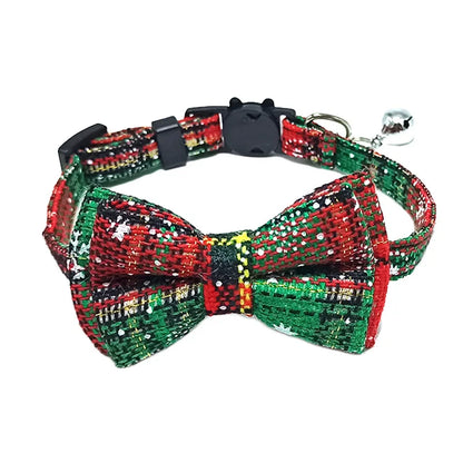 Cute Plaid Pet Collar with Bow Tie & Bell