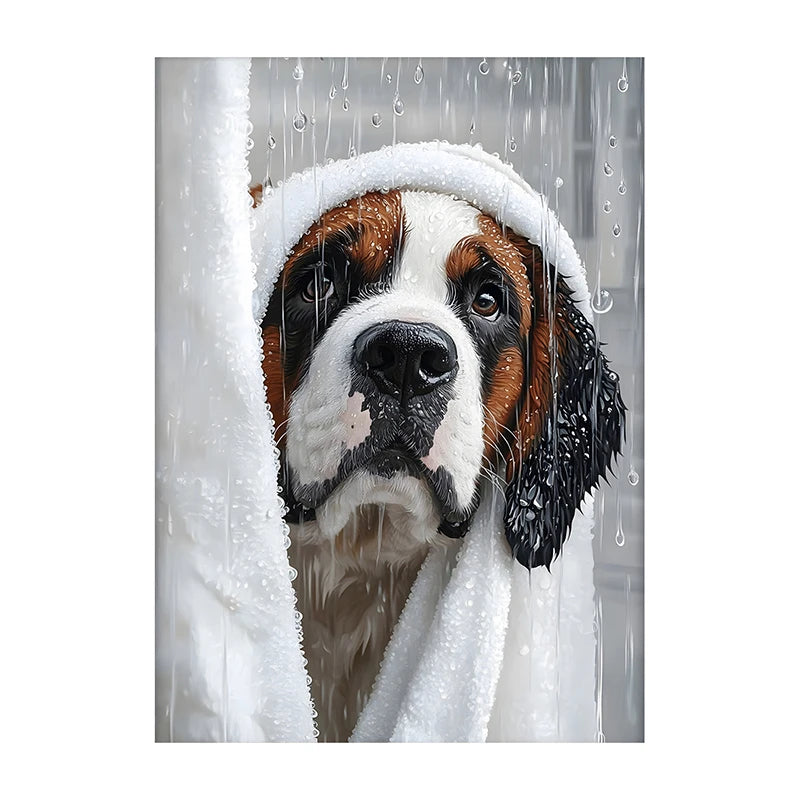 Art mural mignon de serviette de chiens de douche