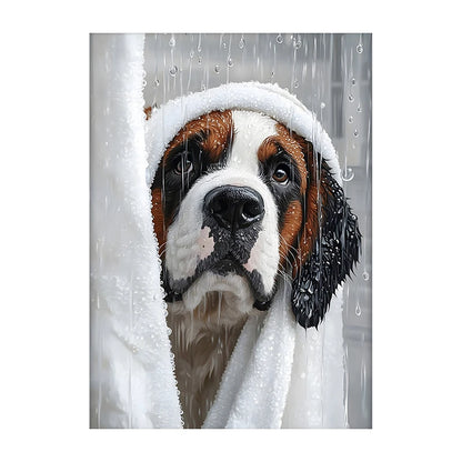 Art mural mignon de serviette de chiens de douche