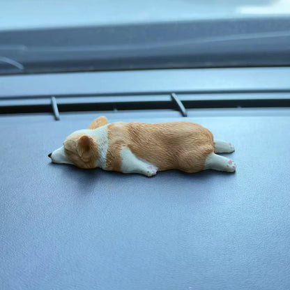 Sleeping Corgi Dashboard Figurine