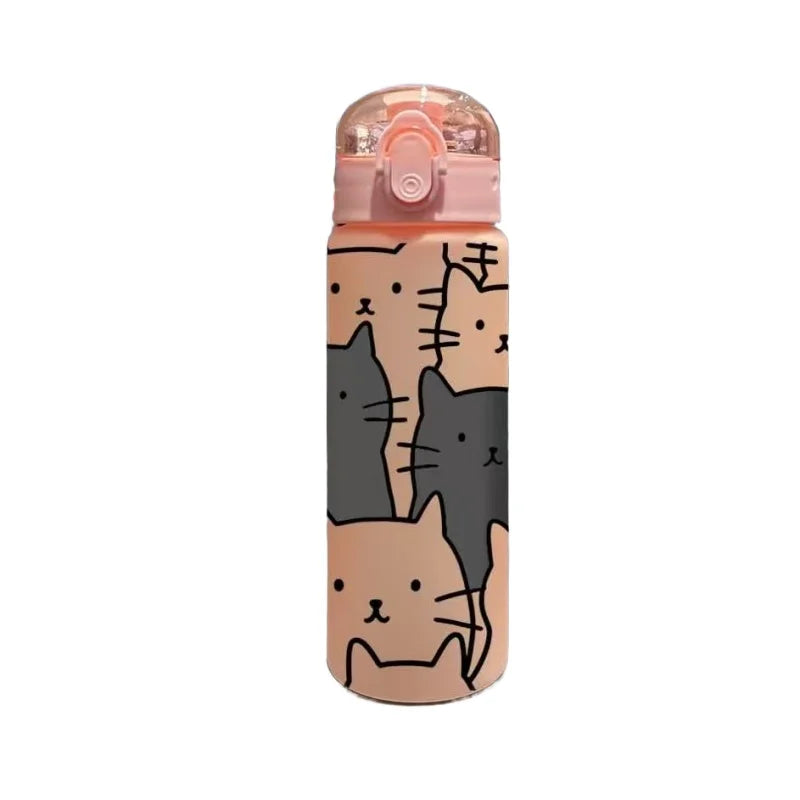 Bouteille d'eau à imprimé chat de dessin animé