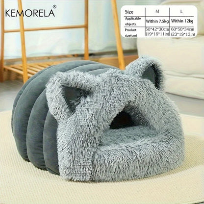 Enclosed Pet Bed Winter Plush