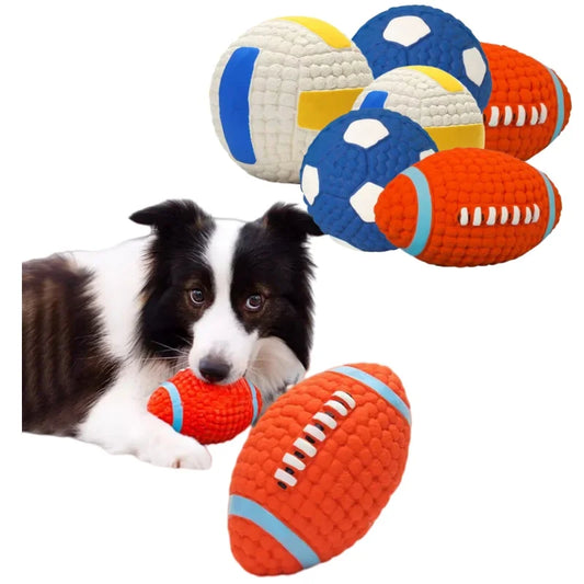 Plush Squeaky Football Dog Toy