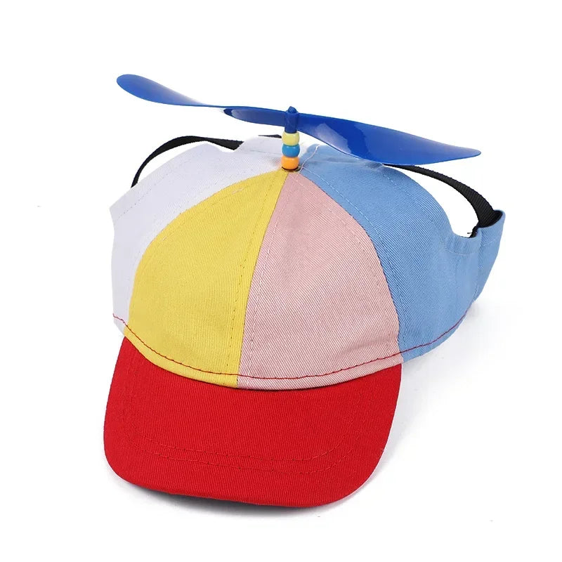 Colorful Cotton Pet Propeller Hat with Adjustable Strap