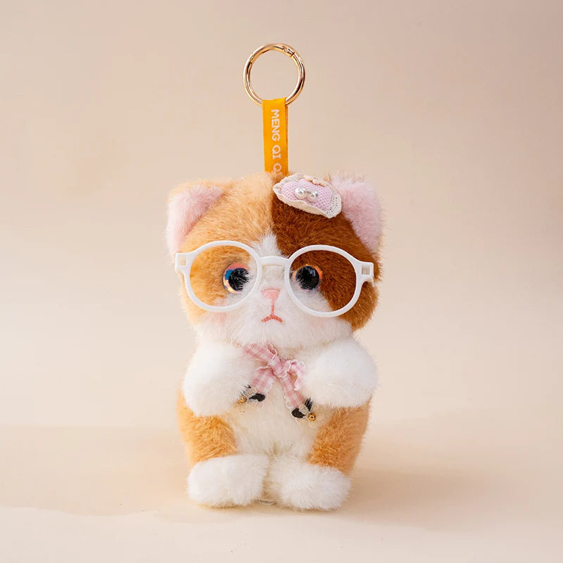 Cat Plush with Glasses and Bow Details