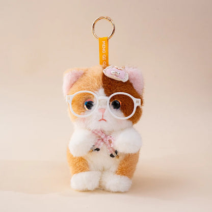 Cat Plush with Glasses and Bow Details