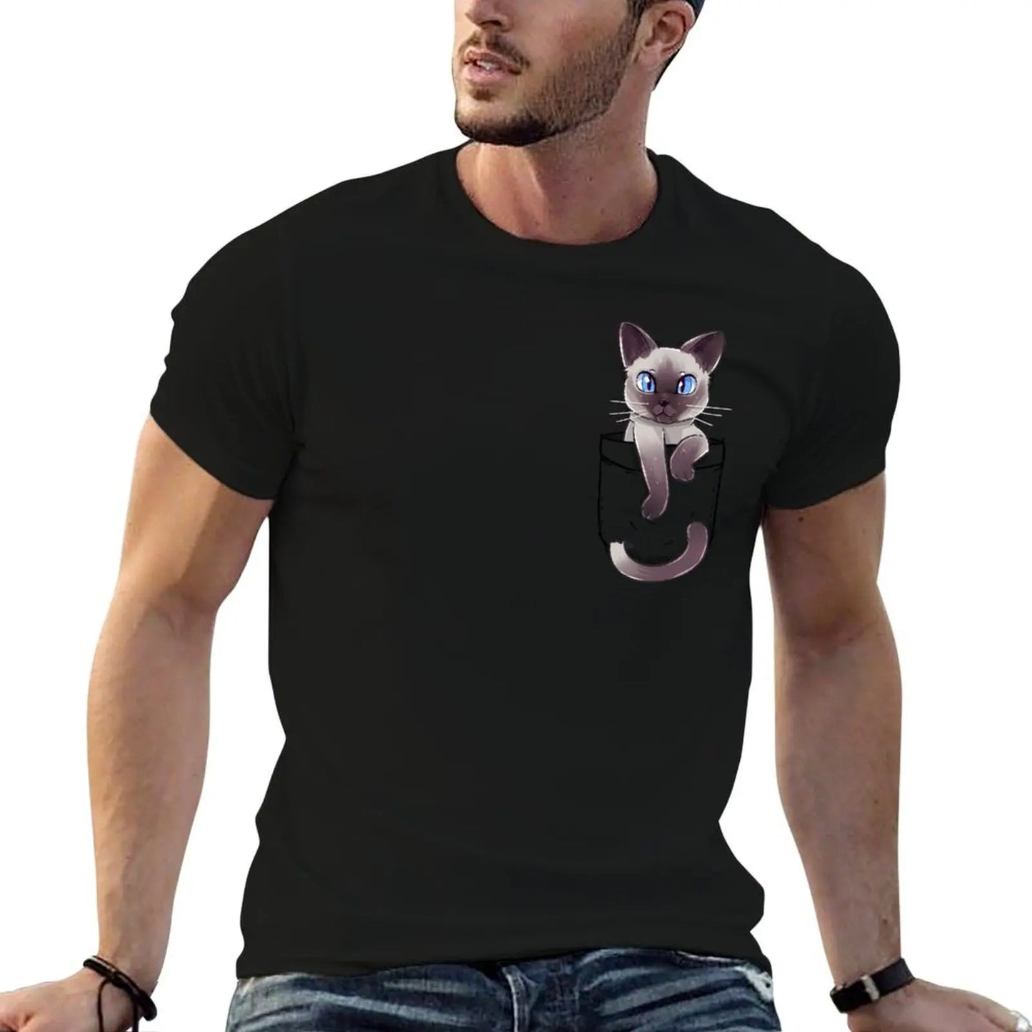 Pocket Cute Siamese Cat T-Shirt