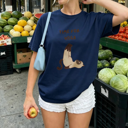 Women's Time for Yoga Siamese Cat T-Shirt