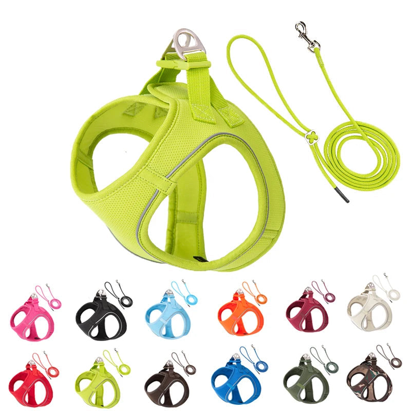 Reflective Mesh Dog Harness and Leash Set