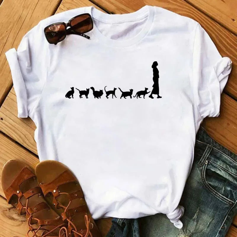 เสื้อยืดลายแมวน่ารัก